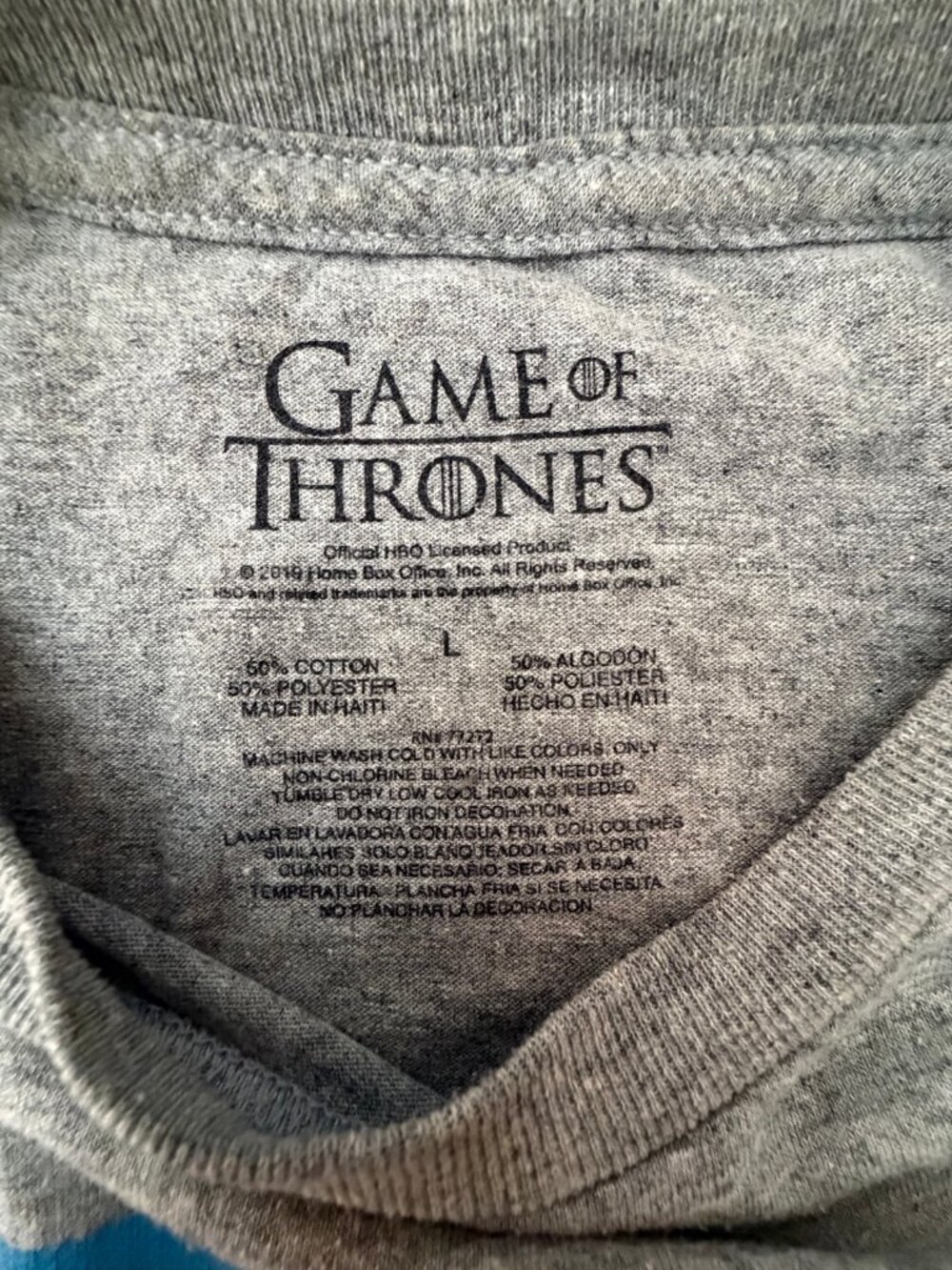 Game of Thrones Winterfell Direwolf Tee HBO Official 2019 Size L